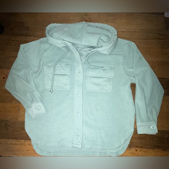AMERICAN EAGLE Women's Green Corduroy Shacket Spring Lightweight Oversized - Picture 4 of 9